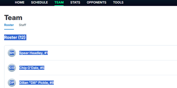 Select and Copy GameChanger Roster